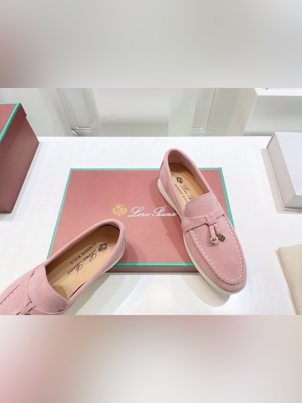 Pink Suede Tassel Loafers - Women's Slip-On Dress Shoes - Picture 6 of 6